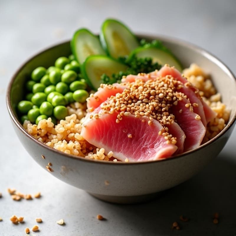 Sesame-Ginger Tuna Poke Bowl with Crispy Rice