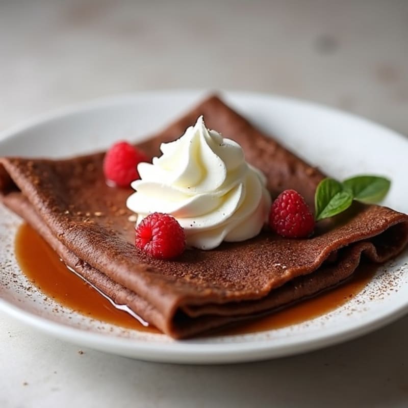 Chocolate Oatmeal Protein Crepes with Whipped Cottage Cheese