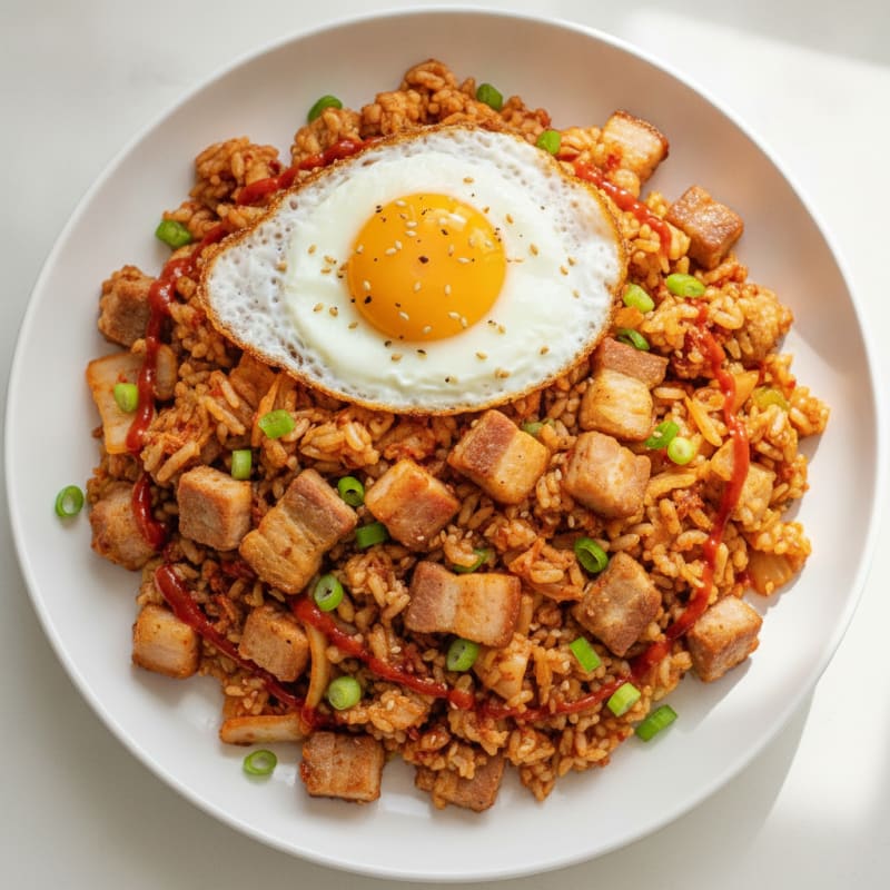 Kimchi Fried Rice with Pork Belly