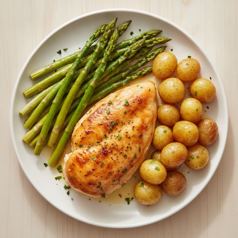 Lemon Herb Roasted Chicken with Asparagus