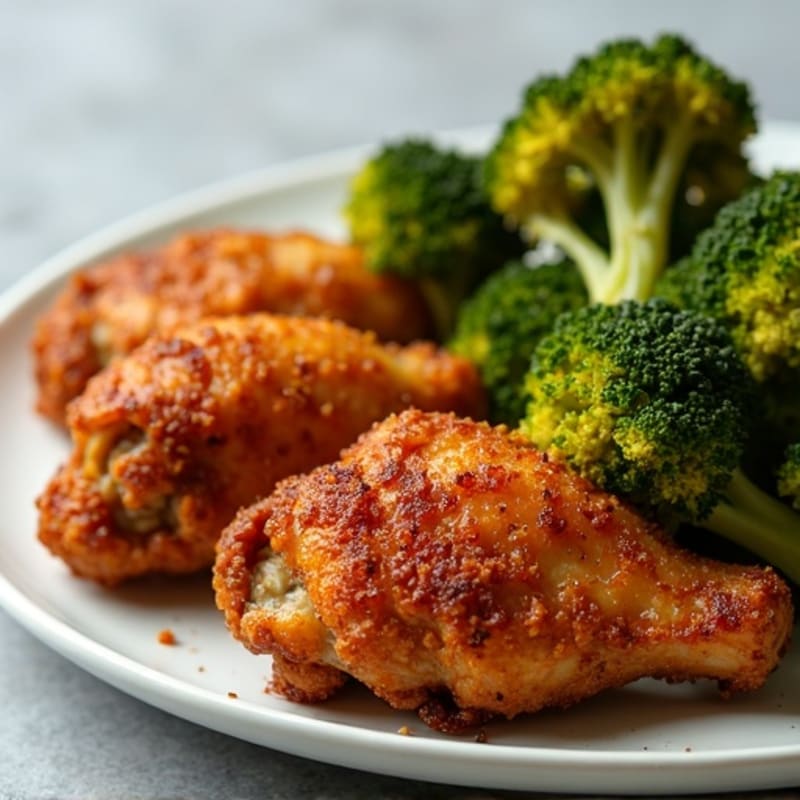 Crispy Baked Chicken Wings with Roasted Broccoli