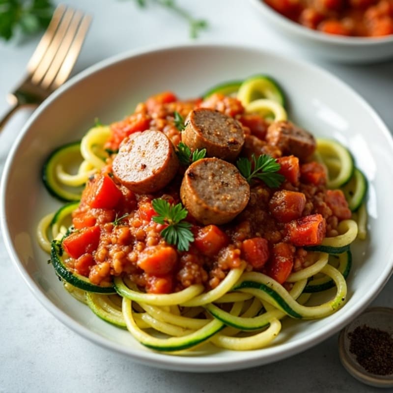Lean Turkey Sausage Ragu with Zucchini Noodles
