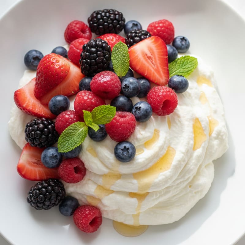 Greek Yogurt Protein Mousse with Mixed Berries