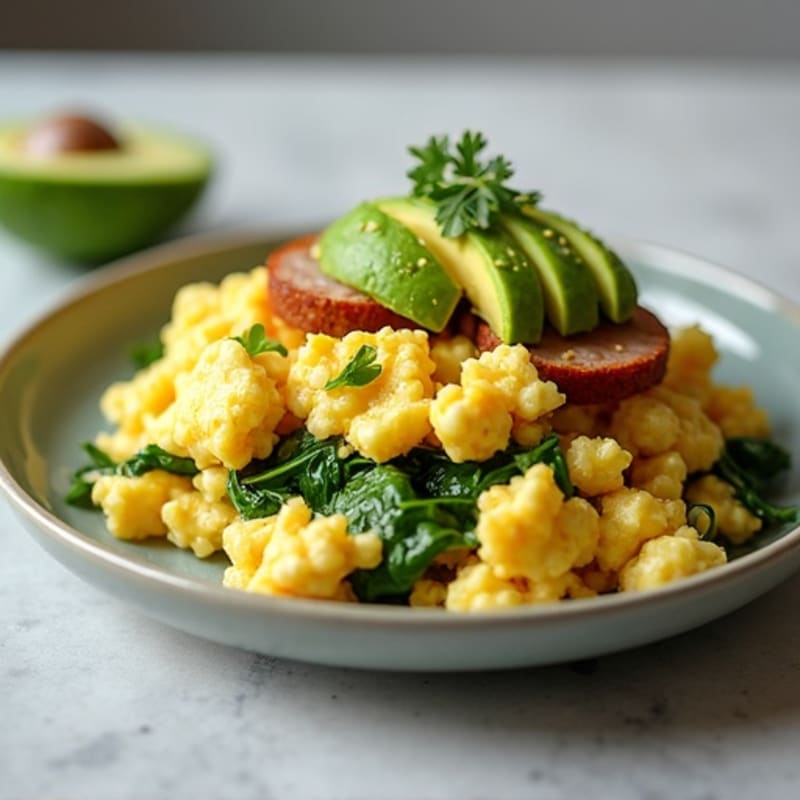 Creamy Avocado and Spinach Egg Scramble