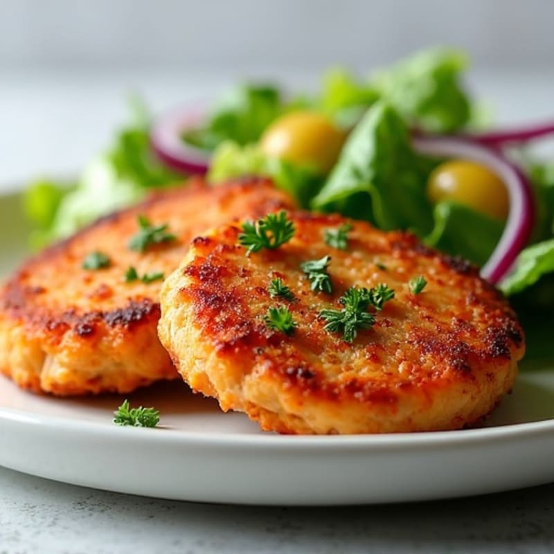 Crispy Salmon Cakes with Fresh Greens