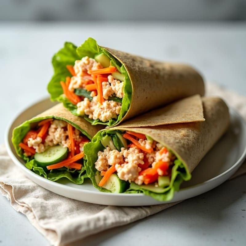 Fresh Spicy Tuna and Crunchy Vegetable Wraps