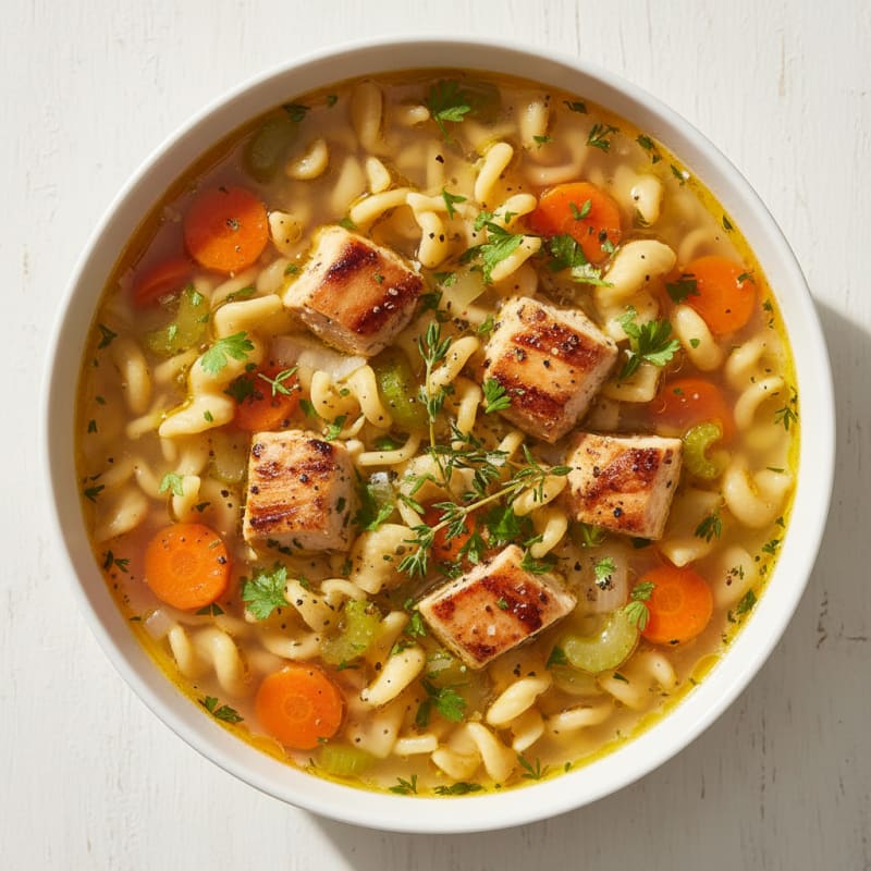 Hearty Chicken Noodle Soup with Herbs