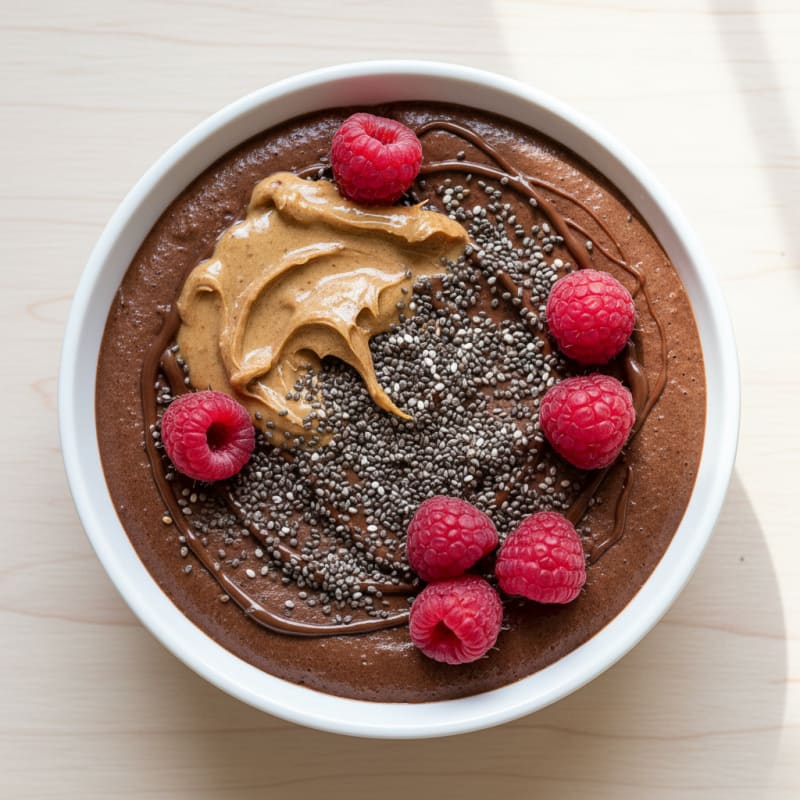 Silky Chocolate Protein Pudding with Crunchy Chia Seeds