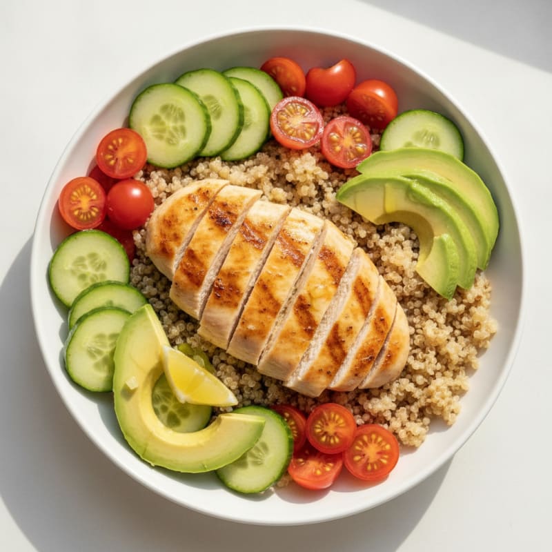 Grilled Chicken Quinoa Bowl with Fresh Avocado