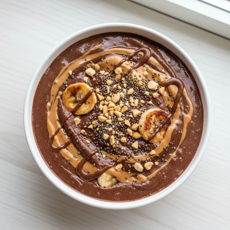 Chocolate Protein Smoothie with Peanut Butter and Banana