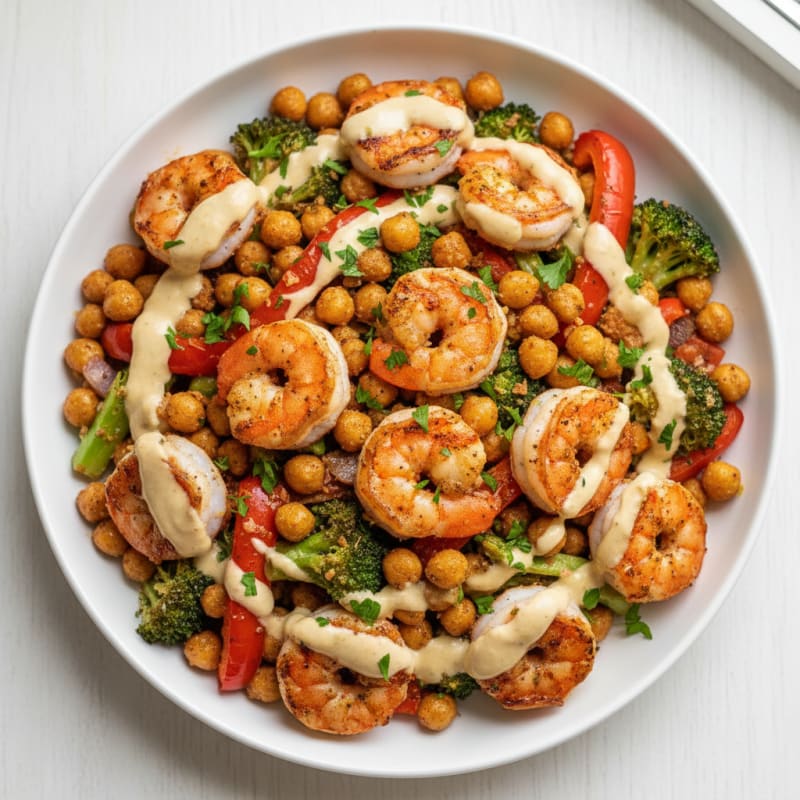 Creamy Roasted Chickpea & Veggie Bowl