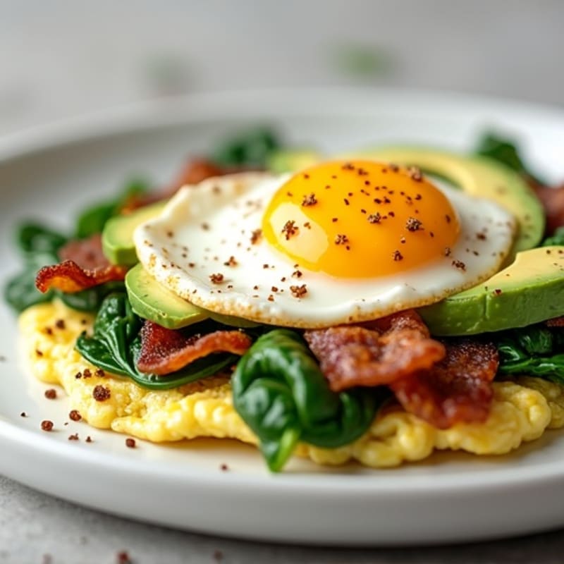 Egg White Scramble with Spinach and Turkey Bacon