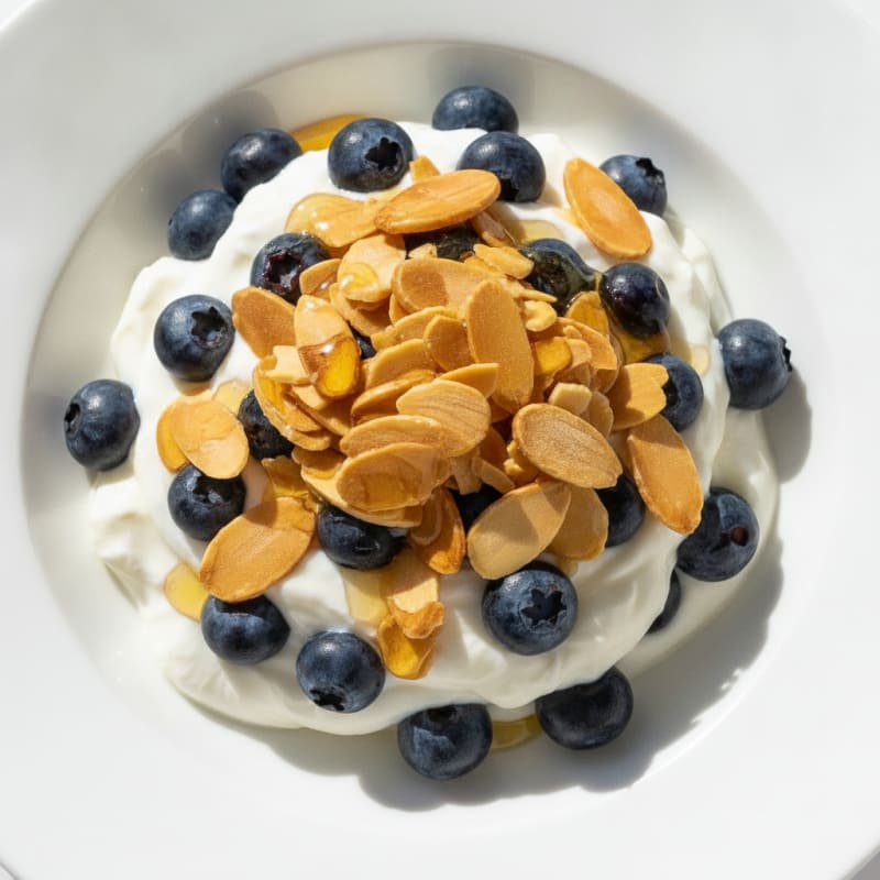 Greek Yogurt Parfait with Berries and Crunchy Almonds