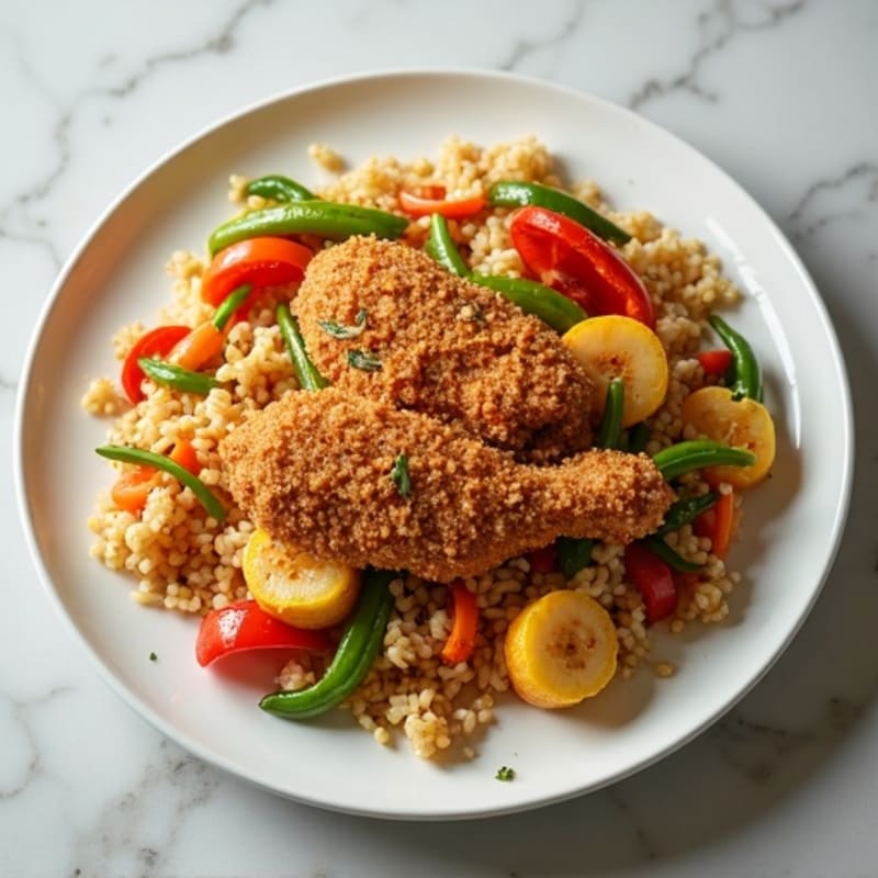Crispy Chicken and Veggie Brown Rice Stir-Fry
