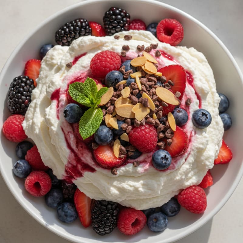 Greek Yogurt Protein Mousse with Mixed Berries