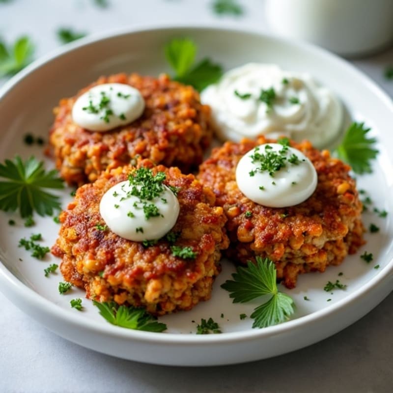 Crispy Smoky Lentil Patties with Fresh Herb Yogurt Sauce