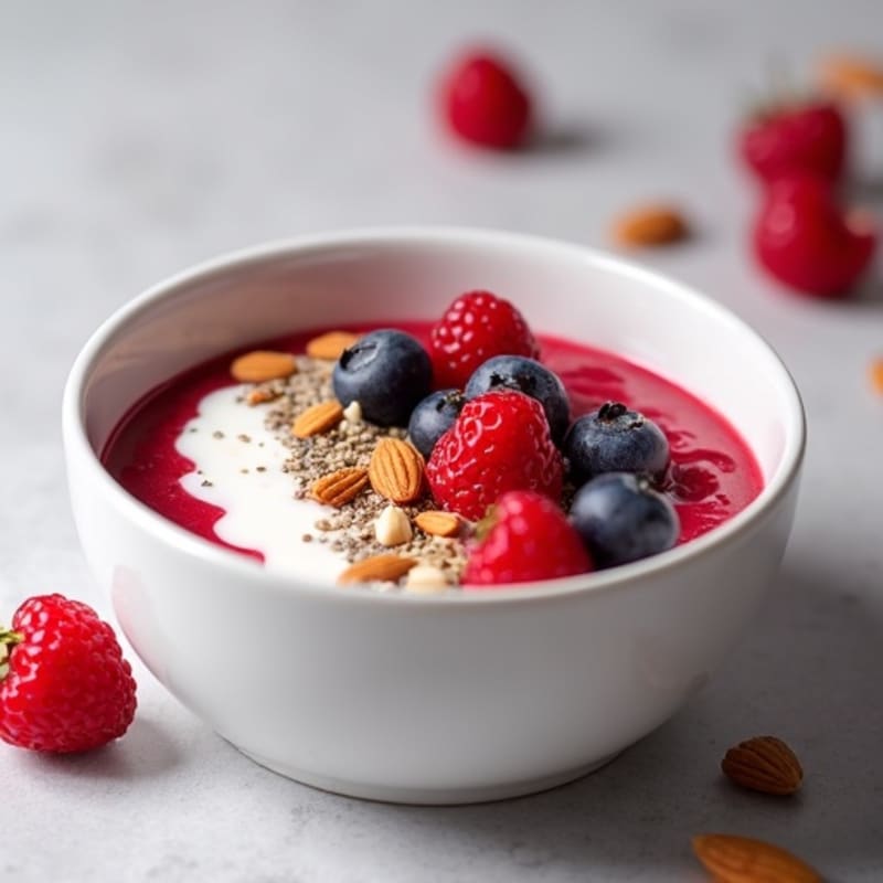 Creamy Greek Yogurt Protein Bowl with Mixed Berries and Almonds