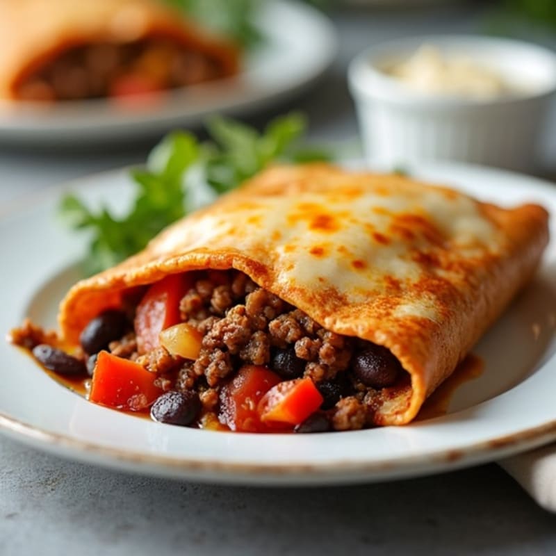 Spiced Lean Beef and Black Bean Tortilla Bake with Melted Cheese