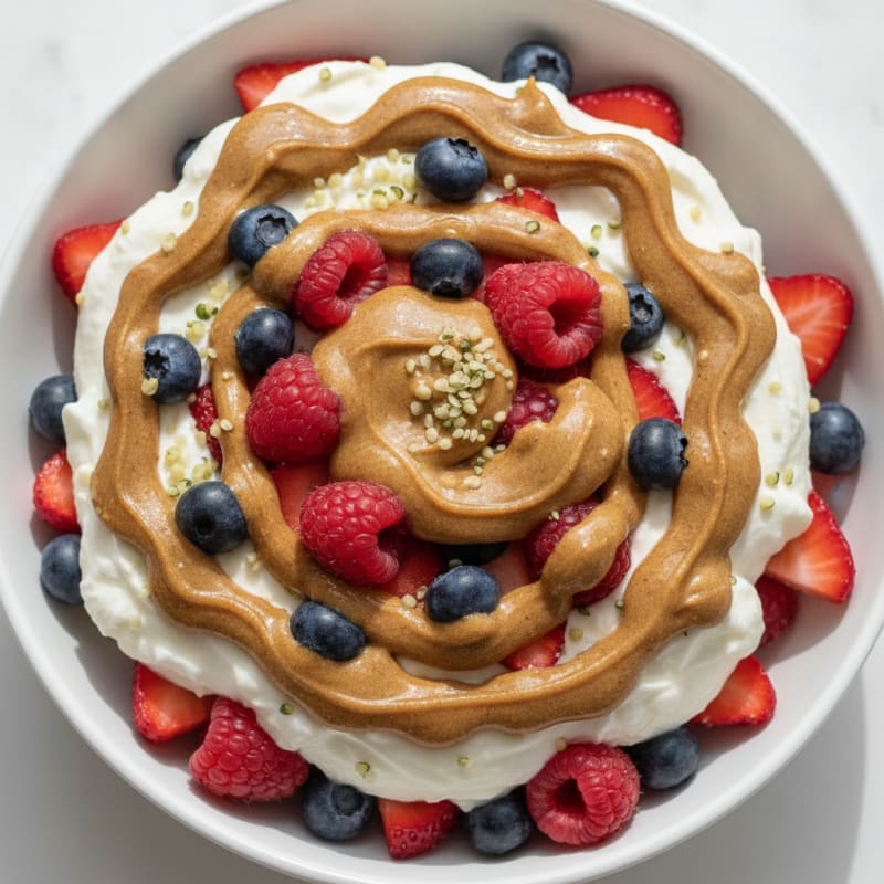 Greek Yogurt Protein Parfait with Almond Butter and Berries