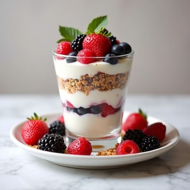 Creamy Greek Yogurt Parfait with Mixed Berries and Protein Granola