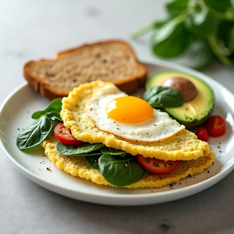 Egg White Spinach Omelette with Turkey Sausage