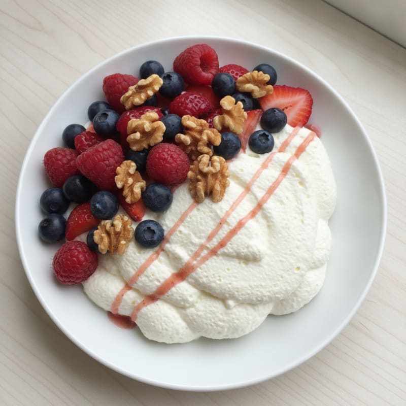 Greek Yogurt Protein Mousse with Mixed Berries