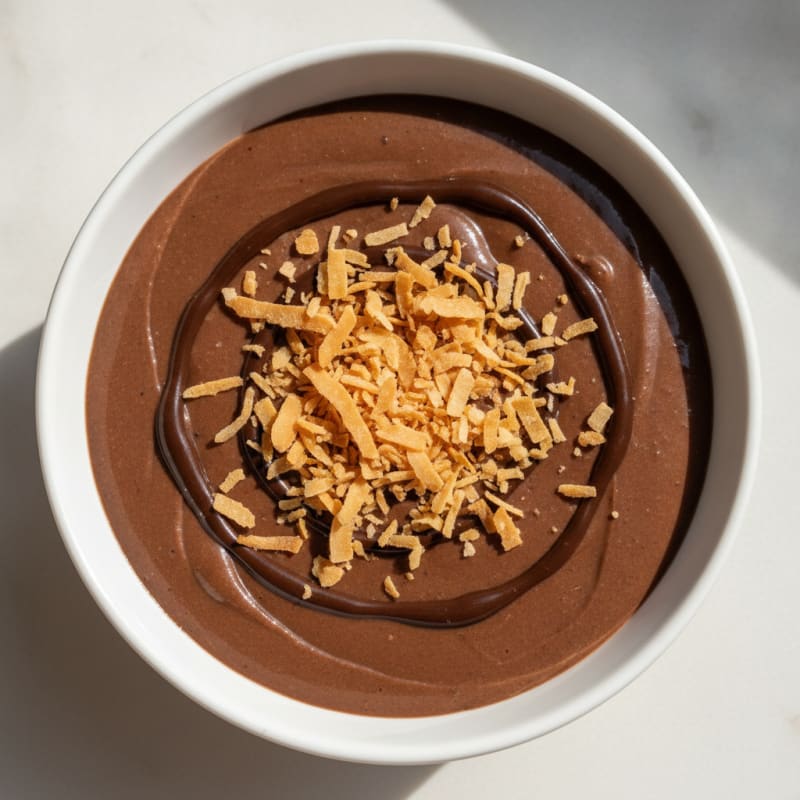 Silky Chocolate Protein Pudding with Toasted Coconut
