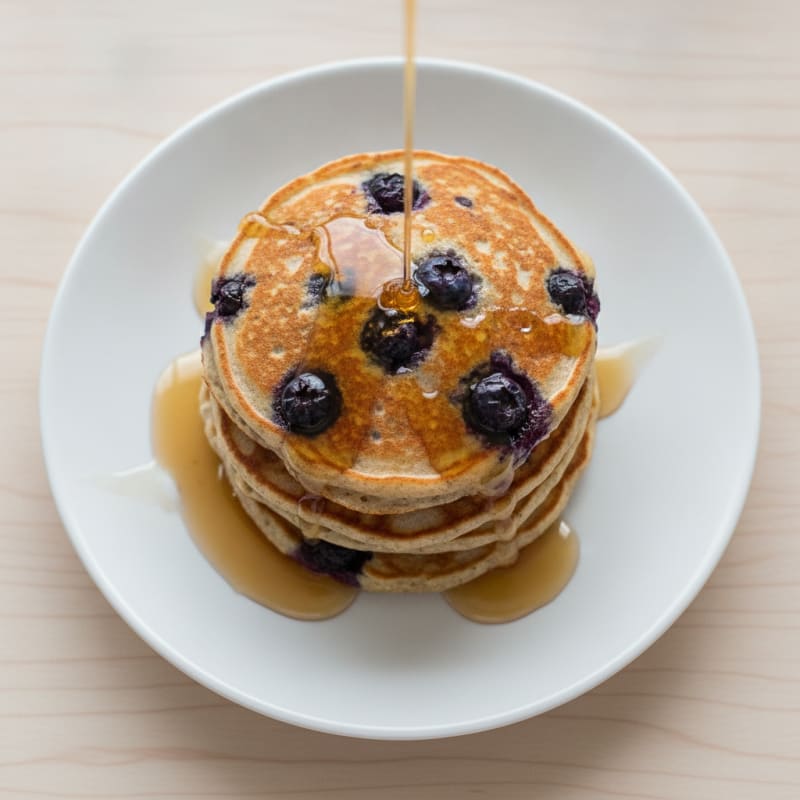 Blueberry Protein Pancakes with Maple Syrup