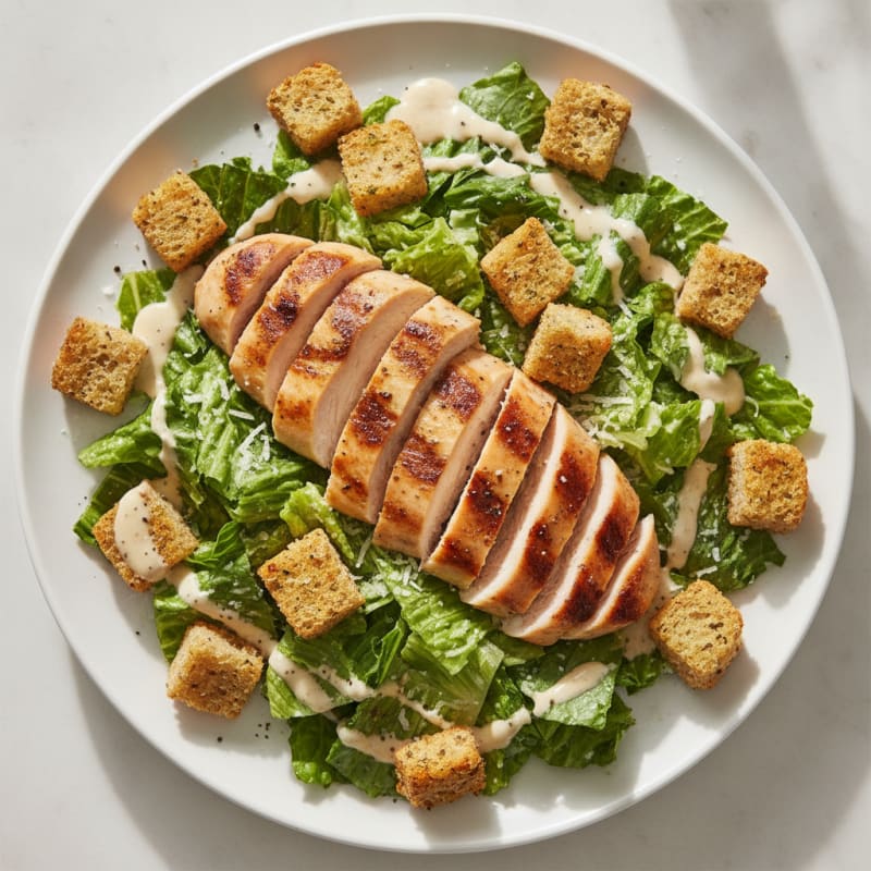 Grilled Chicken Caesar Salad with Garlic Croutons