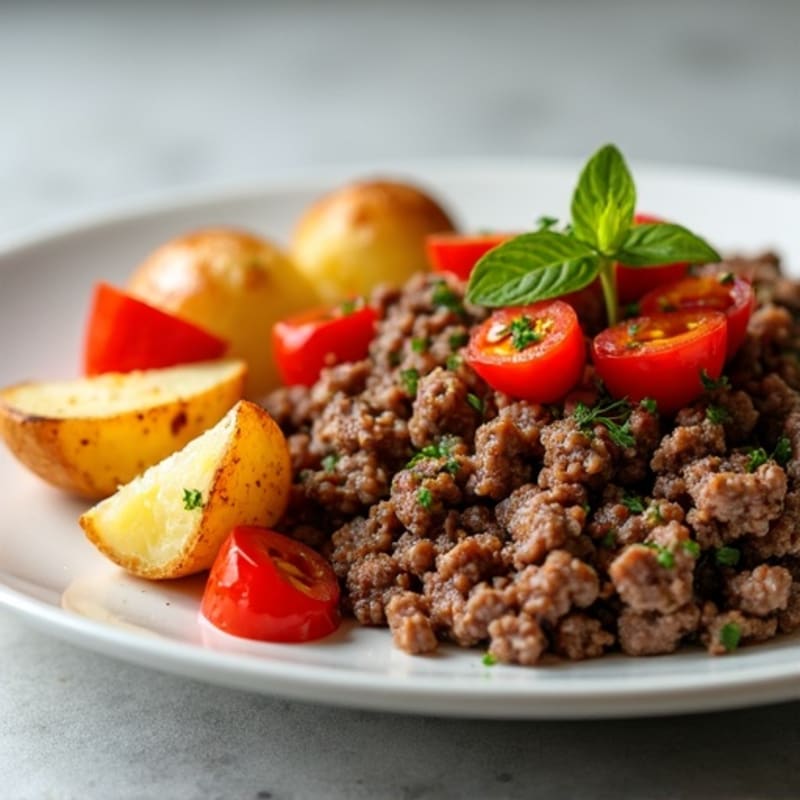 Lean Ground Beef with Crispy Roasted Potatoes