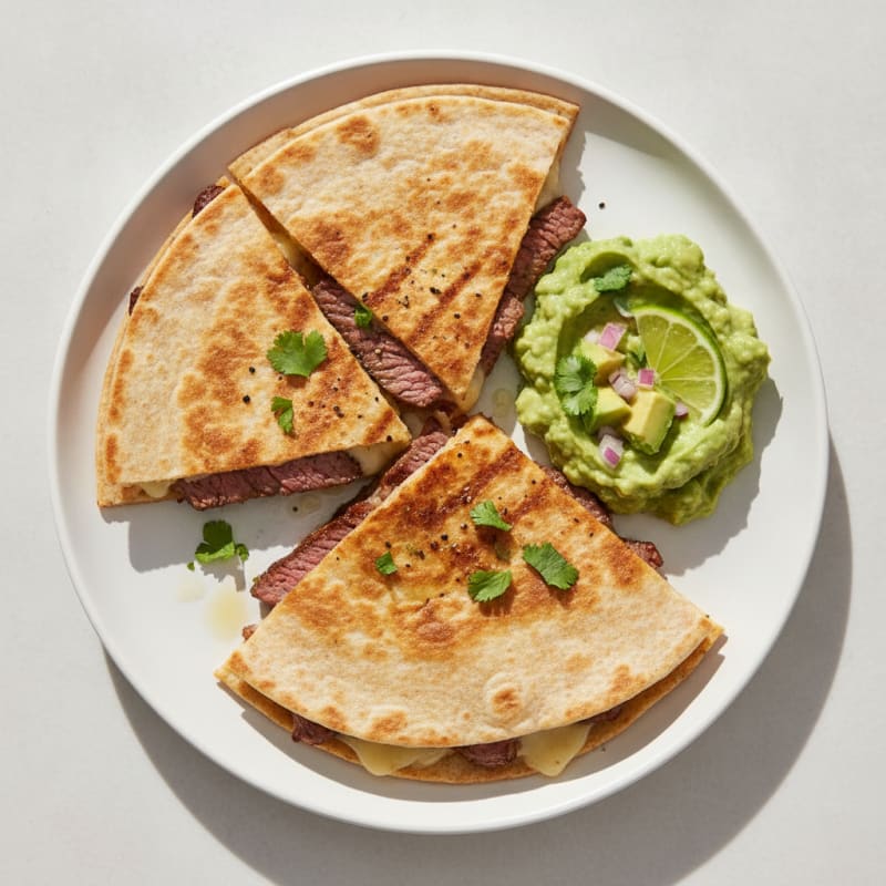 Carne Asada Quesadillas with Guacamole