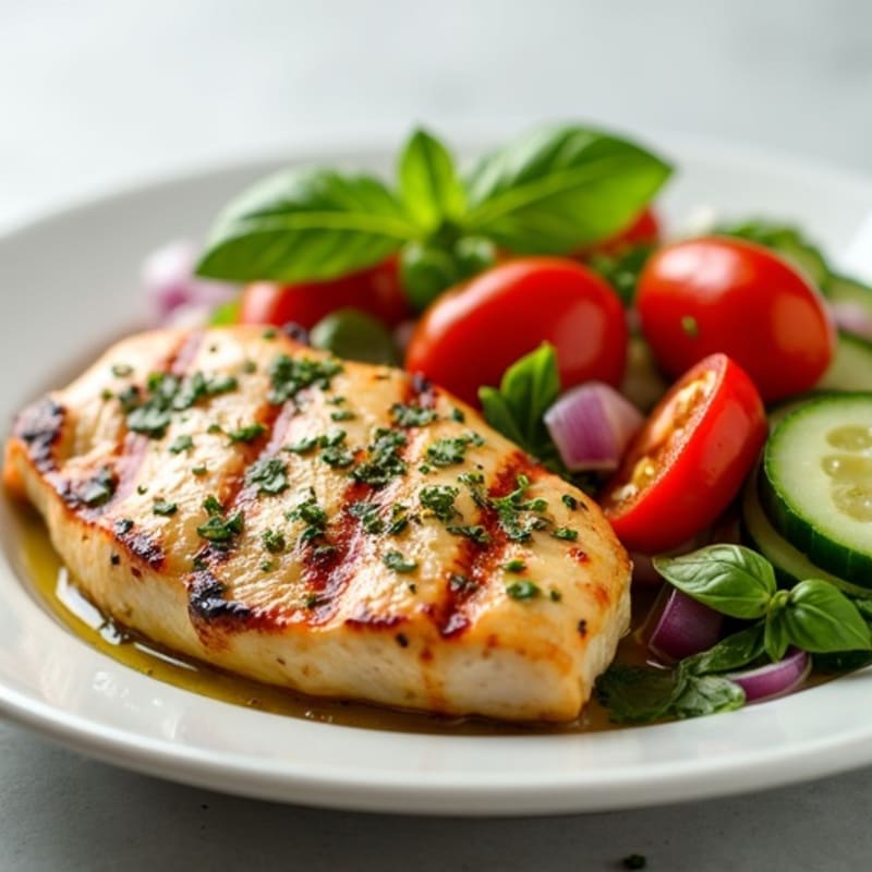 Herb-Citrus Grilled Chicken with Fresh Mediterranean Salad