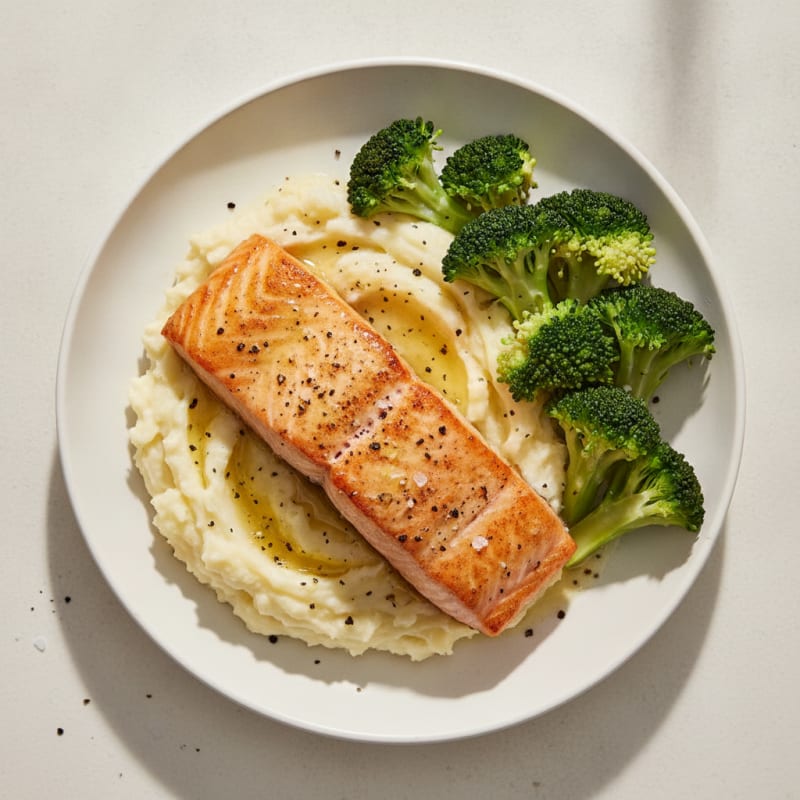 Pan-Seared Salmon with Garlic Mashed Potatoes