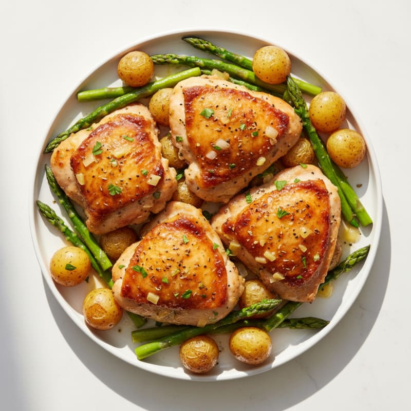 Crispy Lemon-Herb Roasted Chicken Thighs