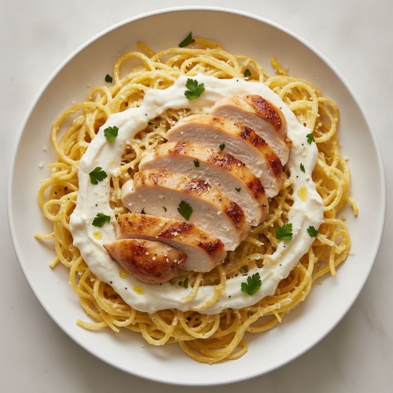 Spaghetti Squash Alfredo with Chicken