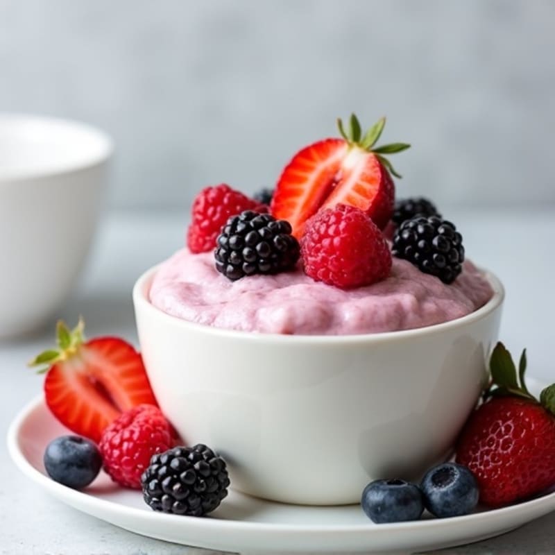 Greek Yogurt Protein Pudding with Mixed Berries