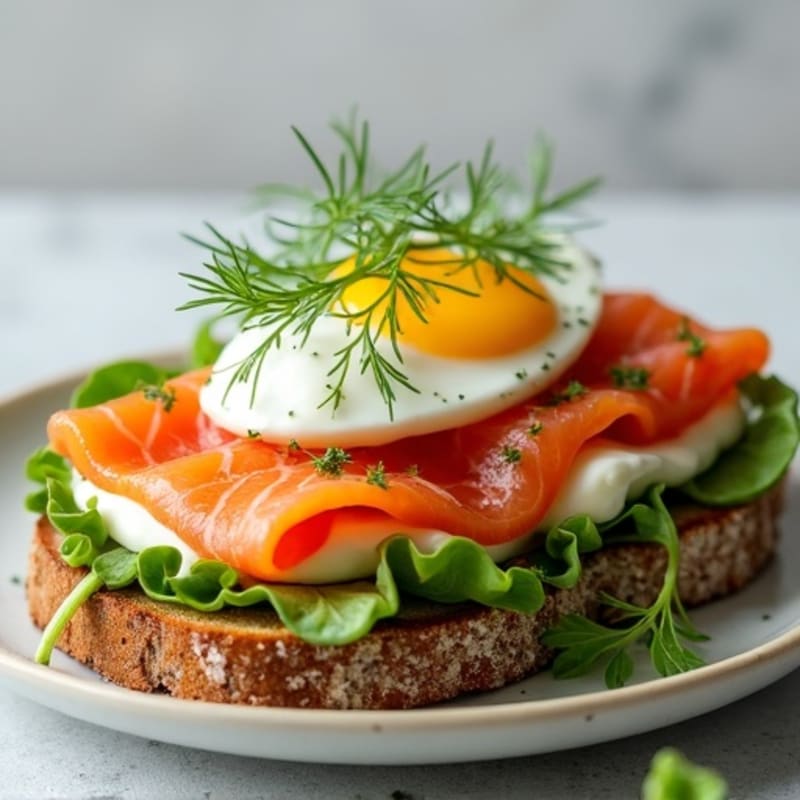 Smoked Salmon & Creamy Dill Toast with Fresh Greens