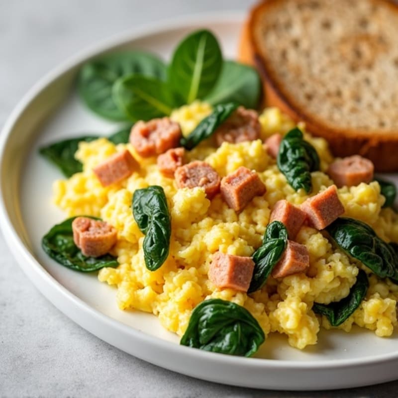 Egg White Scramble with Spinach and Turkey Sausage