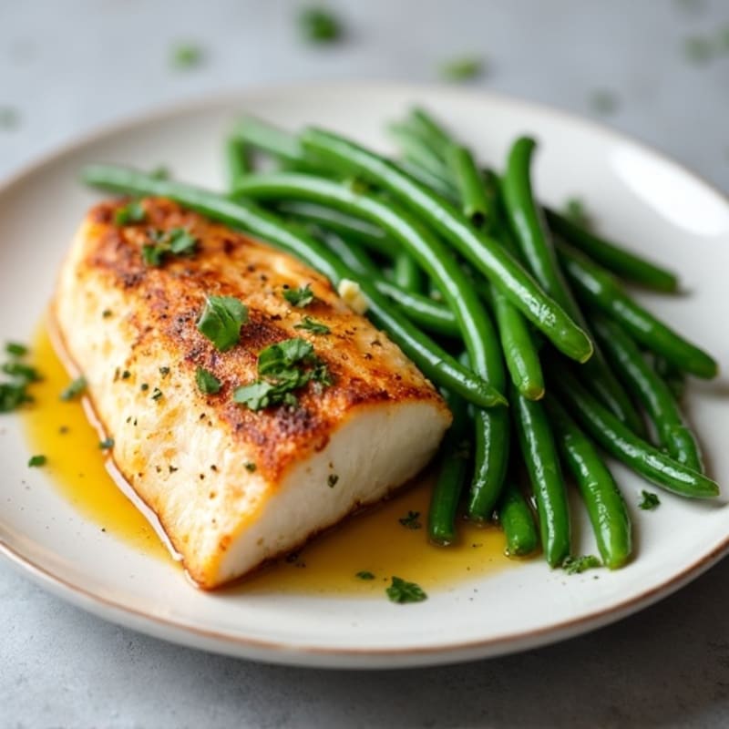 Seared Tilapia with Garlic Green Beans