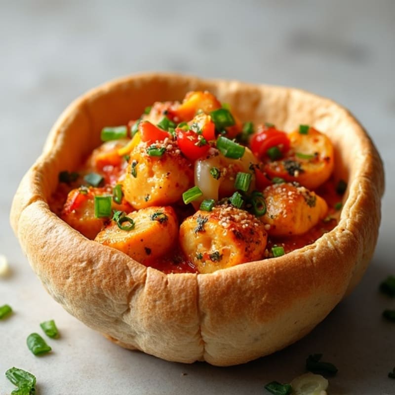 Spicy Chicken Fajita Garlic Bread Bowl