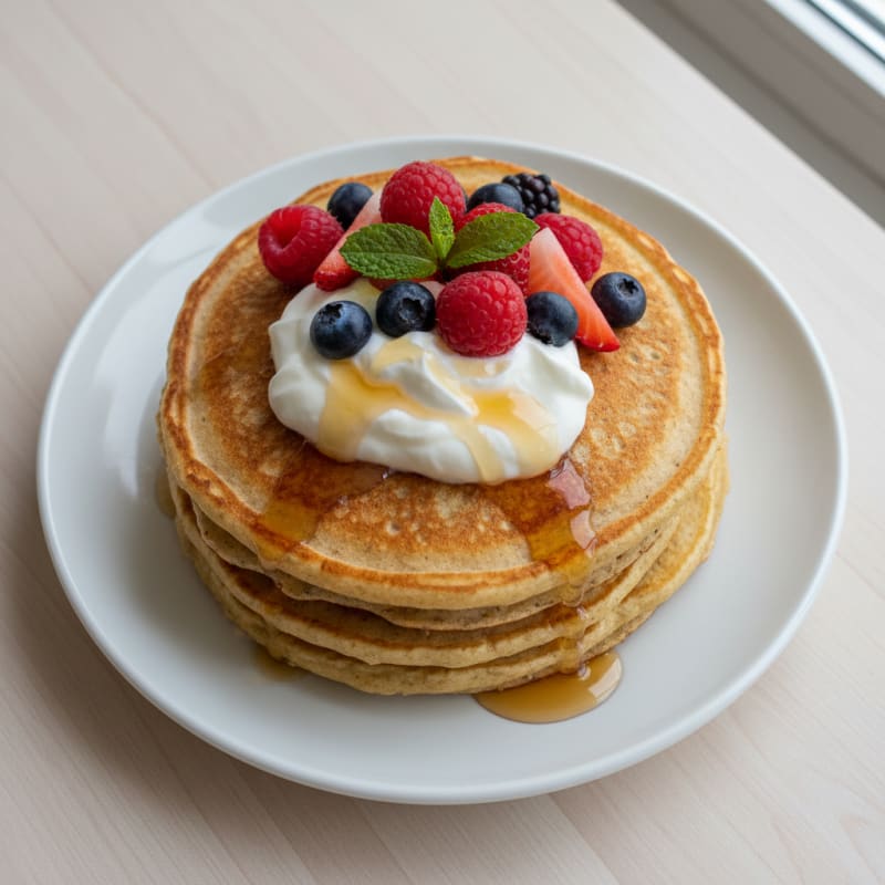 Fluffy Golden Buttermilk-Style Protein Pancakes