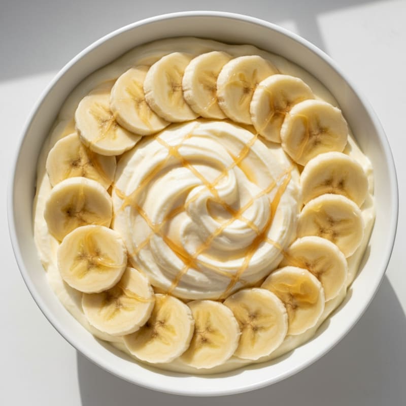 Creamy High-Protein Vanilla Yogurt with Protein Powder and Sliced Banana