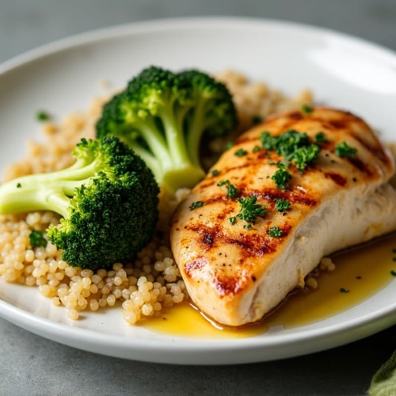 Grilled Chicken Breast with Roasted Broccoli and Quinoa
