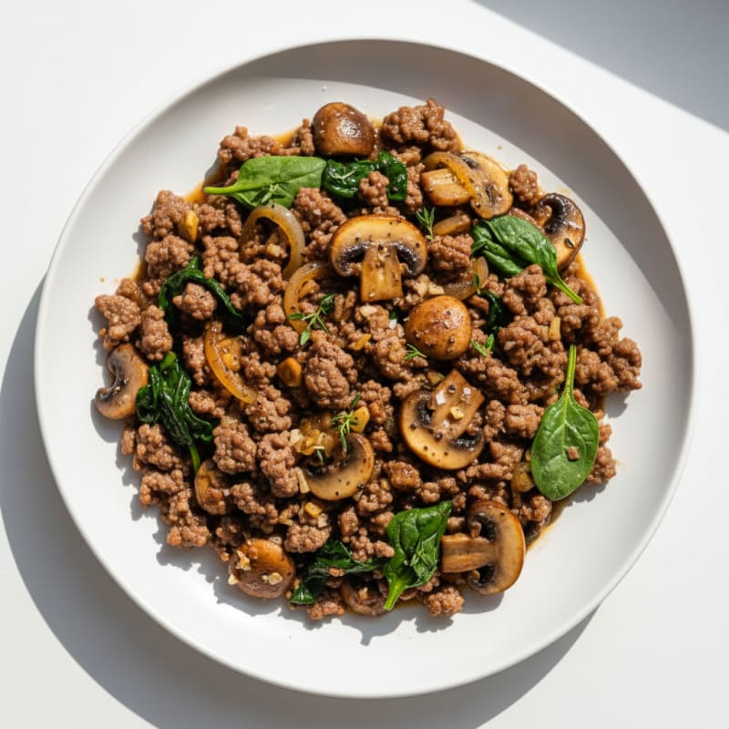 Savory Ground Beef and Mushroom Skillet