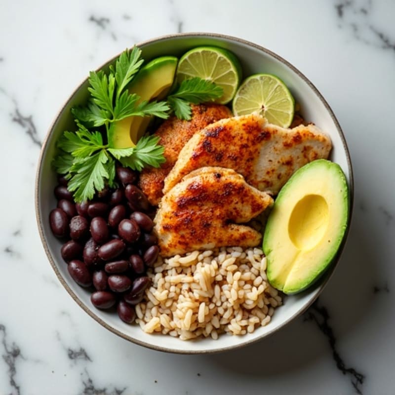 Chipotle Chicken and Black Bean Bowl with Creamy Avocado