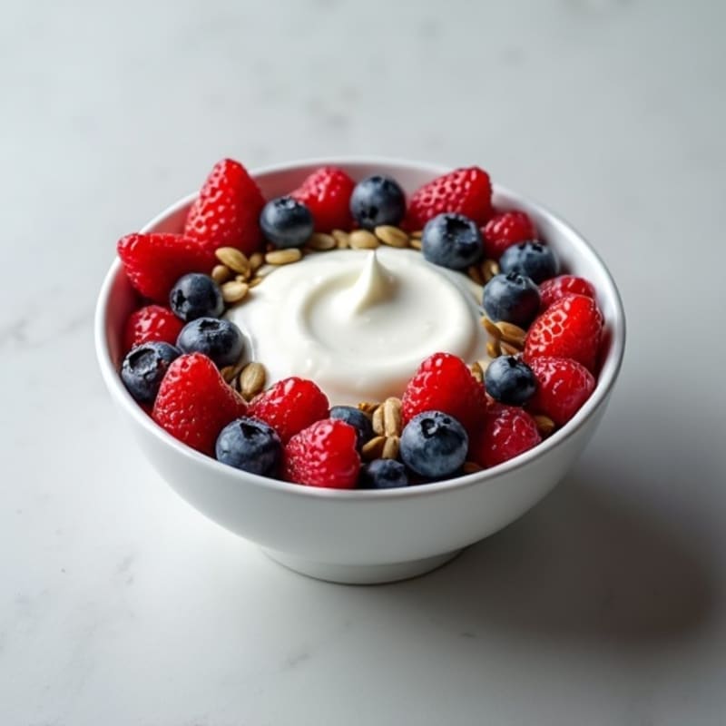 Creamy Greek Yogurt with Fresh Berries and Crunchy Seeds