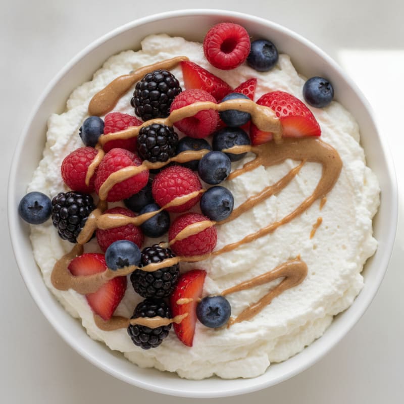 Greek Yogurt Protein Mousse with Mixed Berries