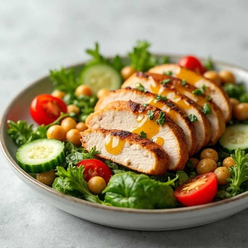 Grilled Turkey Breast Salad with Chickpeas and Lemon Vinaigrette