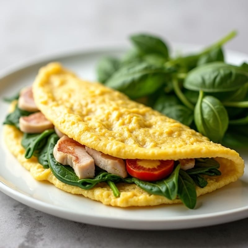 Egg White Omelette with Spinach and Turkey Breast