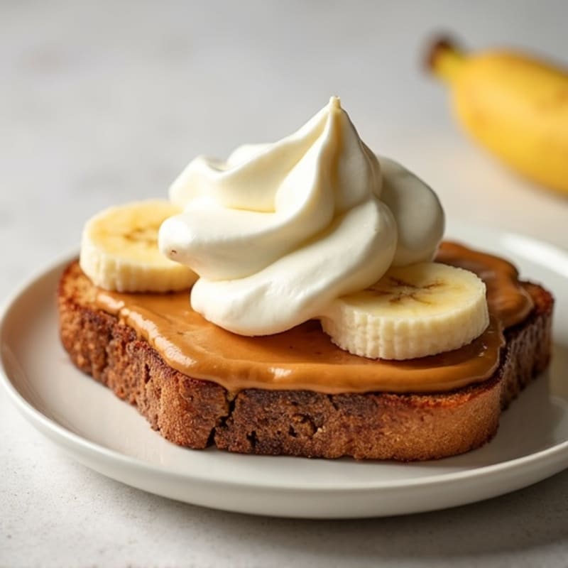 Whole Grain Peanut Butter Banana Toast with Creamy Vanilla Yogurt Swirl